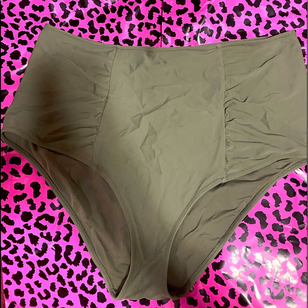 Aerie American Eagle High Waisted Sage/Light Green Swim Bottoms XXL